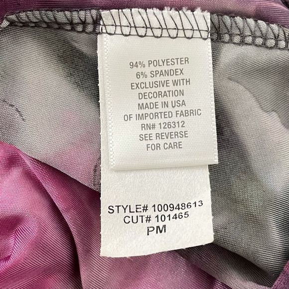 Dressbarn Floral and Animal Print Blouse, Purple, Gray, Petite Medium - Picture 8 of 9